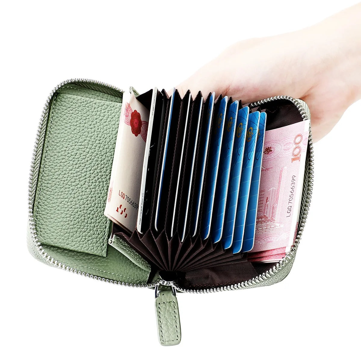 Kalvessa RFID Leather Zip Wallet