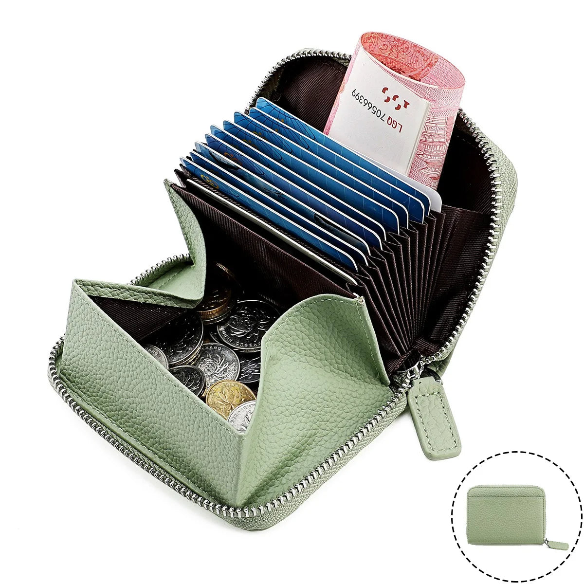 Kalvessa RFID Leather Zip Wallet